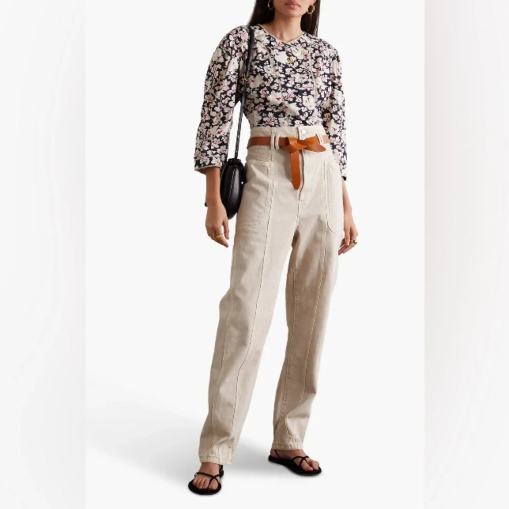 Isabel Marant Etoile Jeans Tess Slim Fit Boyfriend in Cream - Picture 1 of 5